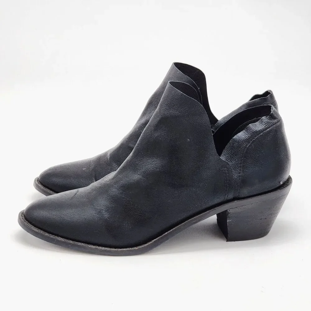 Kelsi Dagger Kenmare Leather Low Cut Heeled Ankle Boots Booties Black Size 8